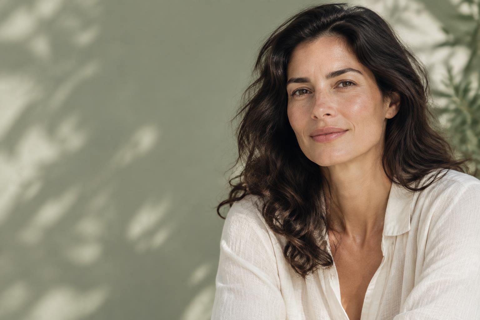 Woman with naturally radiant skin in soft daylight
